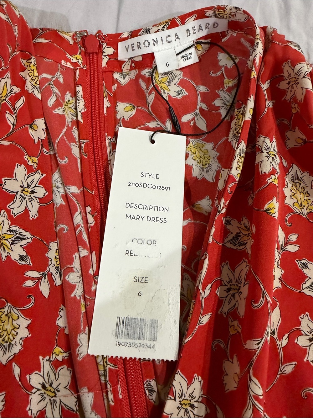 Veronica Beard Mary Silk Ditsy Floral Ruched Midi Dresss - Picture 6 of 6